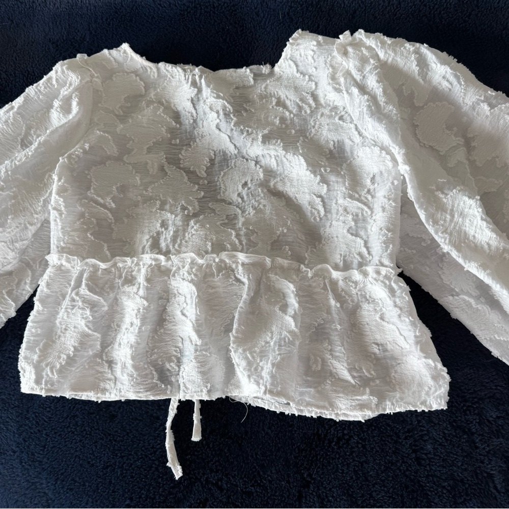 Free People White Textured blouse